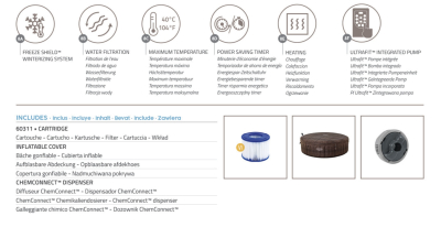 Bestway LAY-Z-SPA Energiespar-Whirlpool Bali AirJet mit App-Steuerung, für 7 Personen, Durchm. 216 x 71 cm, Rattan-Optik (Schokobraun)