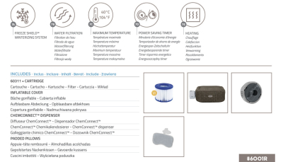 Bestway LAY-Z-SPA Energiespar-Whirlpool Cabo HydroJet mit App-Steuerung, für 6 Personen, 180 x 180 x 71 cm, Kreuzgeflecht-Optik (Eichengrau)