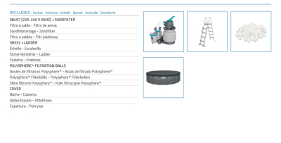 Bestway APX365 Winterfestes Frame Pool Komplett-Set mit Sandfilteranlage Durchm. 549 x 132 cm, Marmor-Optik (Dunkel), rund