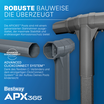 Bestway APX365 Winterfestes Frame Pool Komplett-Set mit Sandfilteranlage Durchm. 671 x 132 cm, Marmor-Optik (Dunkel), rund