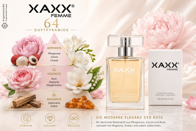 XAXX Eau de Parfum Intense SIXTY FOUR Damen, EDP Intense, vegan, tierversuchsfrei, 75 ml