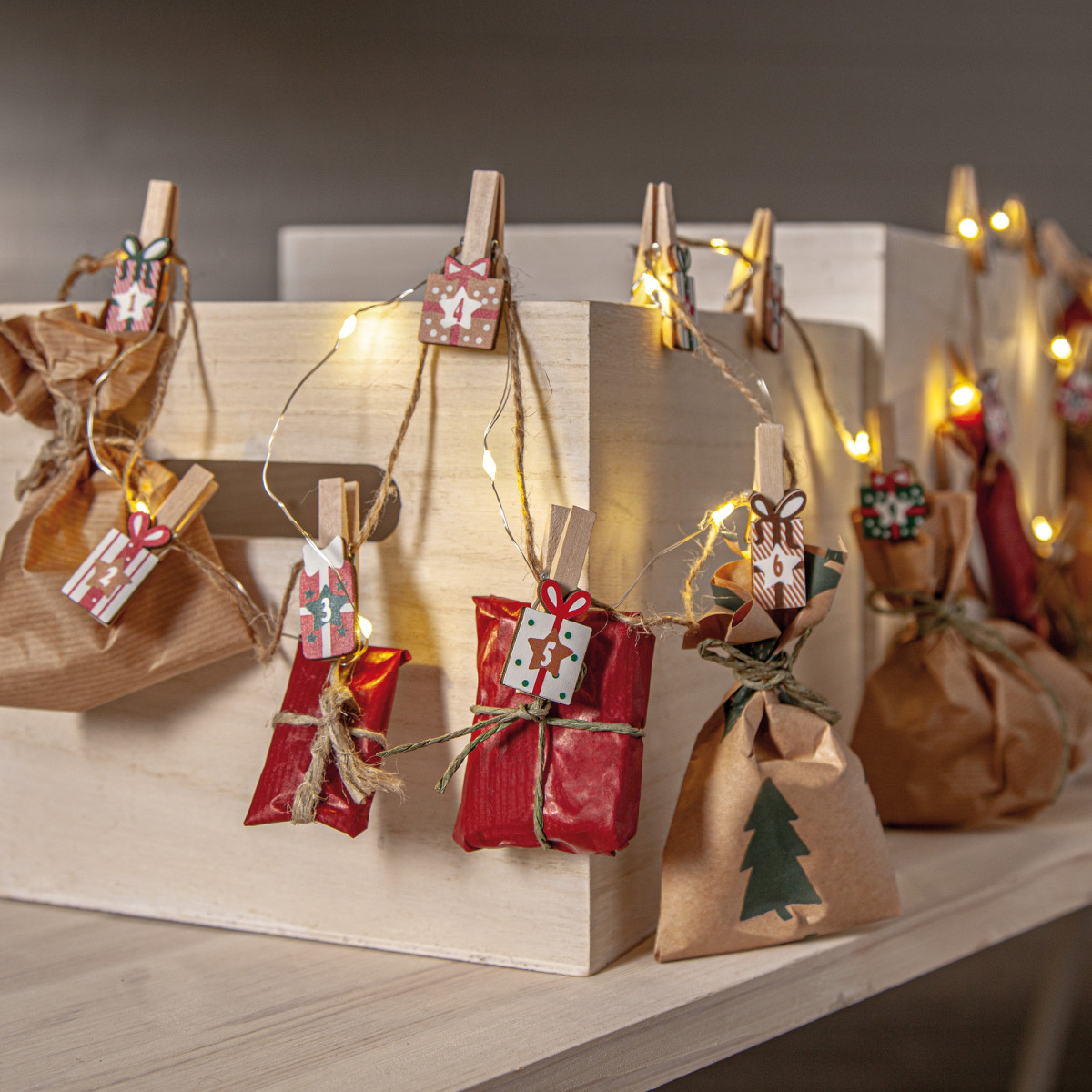 Star Trading Adventskalender CLIPPY ADVENT, 24 warmweiße LEDs
