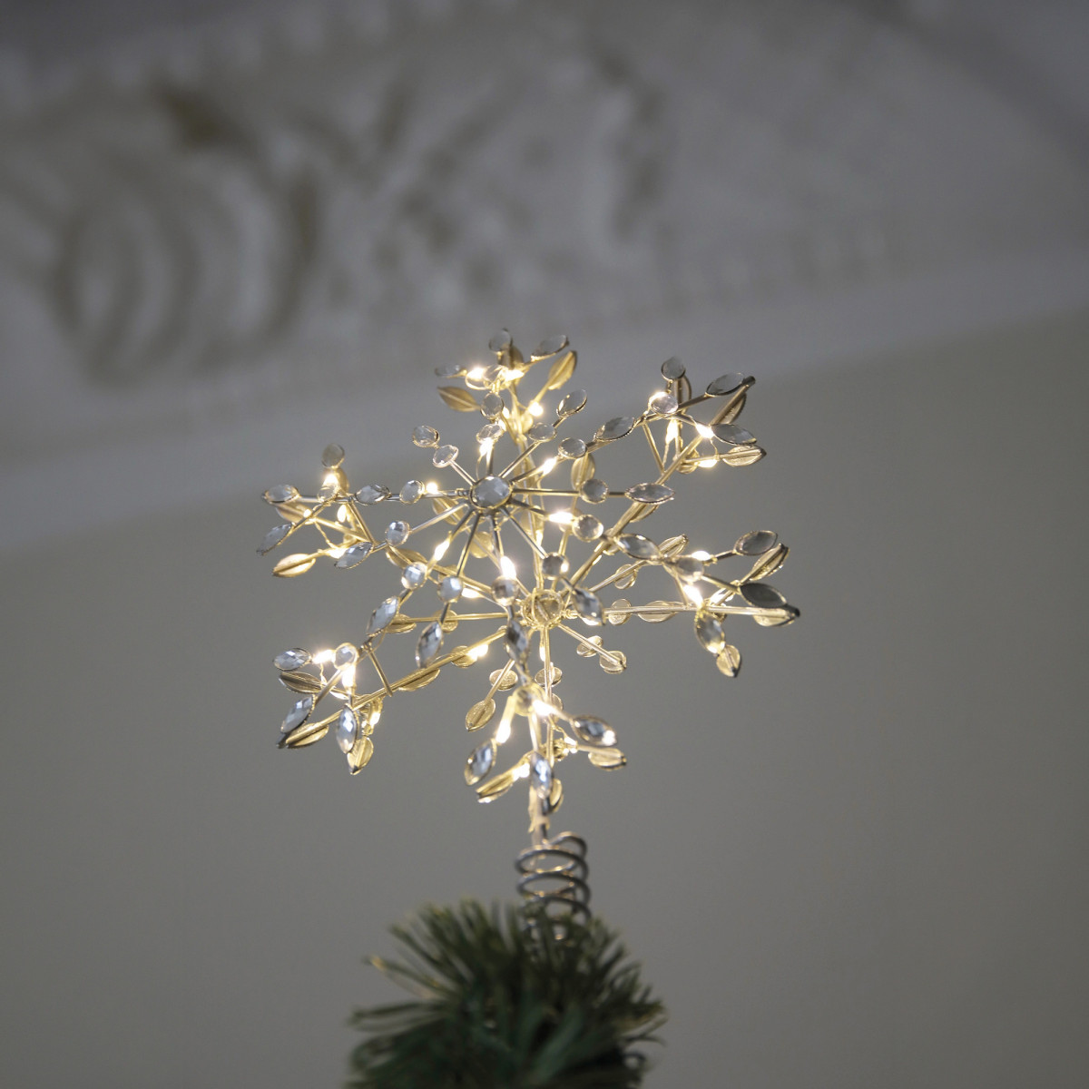 Markslöjd Tannenbaumspitze GLINA silber, 36 warmweiße LEDs