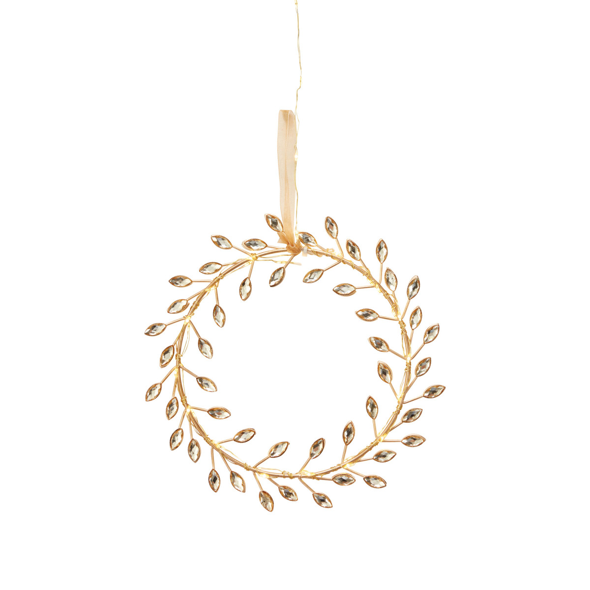 Star Trading Kranz ARIA gold, 52 warmweiße LEDs mit Timer