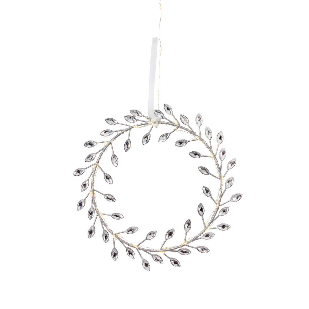 Star Trading Kranz ARIA silber, 52 warmweiße LEDs mit Timer