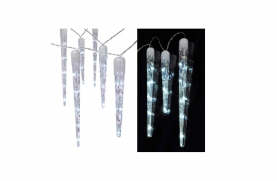 Haushalt International LED Lichterkette mit 10 Eiszapfen kaltweiß  6,35 m