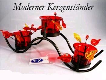 Teelicht Kerzenständer Windlicht, 3 Teelichthalter, ROT
