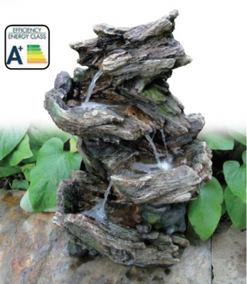 Ubbink VERNIER - Polyresin, Mini-Wasserfall mit eigenem Wasserreservoir - 600l/h, 3x1 LEDs weiß - H78 x 46 x 36 cm