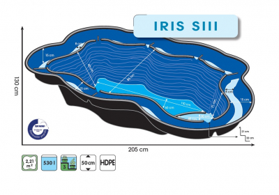 Ubbink Iris S III Fertigteich, Fassungsvermögen 530 l