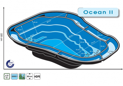 Ubbink Ocean II Fertigteich - HDPE,  Fassungsvermögen 2000 l
