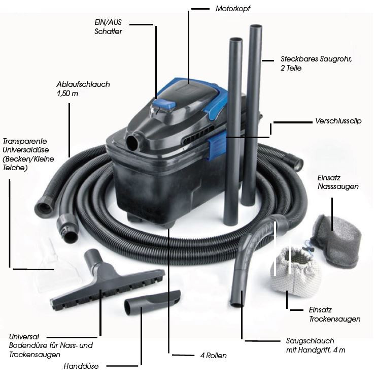 Ubbink VacuProCleaner Compact - multifunktionaler Sauger 1100W