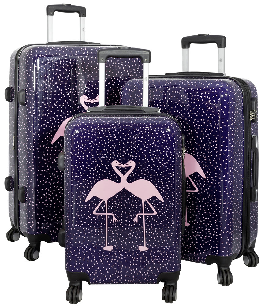 Kofferset 3 tlg. Trolleyset Reisekoffer Hartschale FLAMINGO