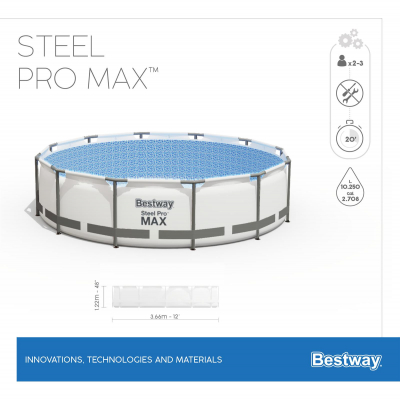Bestway 56420 Frame Pool Steel Pro Set mit Filterpumpe + Zubehör  366 x 122 cm