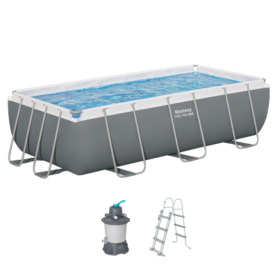Bestway Steel Pro MAX™ Frame Pool Set mit Filterpumpe 404 x 201 x 100 cm, grau, eckig