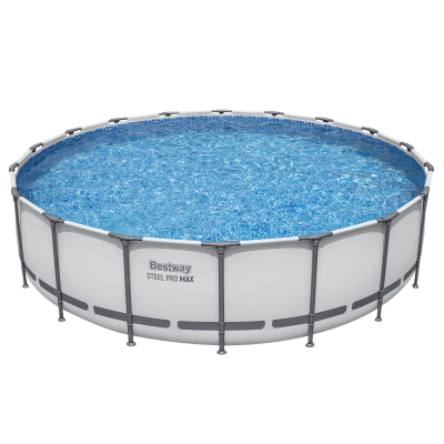 Bestway Steel Pro MAX™ Frame Pool Komplett Set mit Filterpumpe Ø 549 x 122 cm, lichtgrau, rund