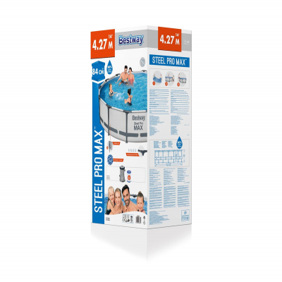 Bestway Steel Pro MAX Frame Pool-Set mit Filterpumpe 427 x 84 cm, lichtgrau