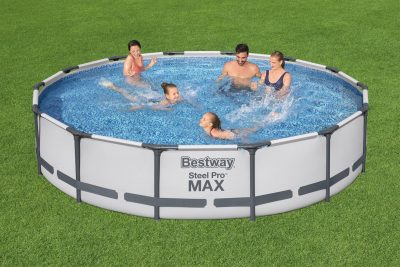 Bestway Steel Pro MAX Frame Pool-Set mit Filterpumpe 427 x 84 cm, lichtgrau