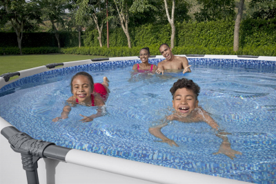 Bestway Steel Pro MAX Frame Pool-Set mit Filterpumpe 427 x 84 cm, lichtgrau