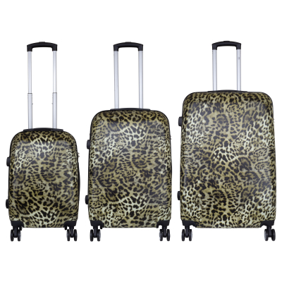 Kofferset 3 tlg. Trolleyset Reisekoffer ABS - Hartschale LEOPARD