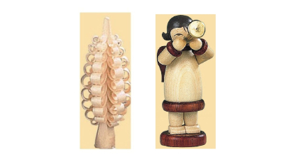 Pyramide Musikantenengel Spitzbogen Spanbaum 1-Stöckig, Natur, 22x15x28cm