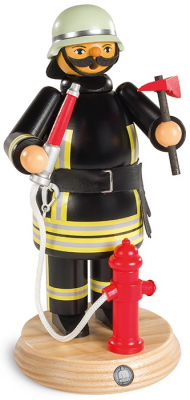 Räuchermann, Gross Feuerwehrmann, Schwarz, 13x24cm