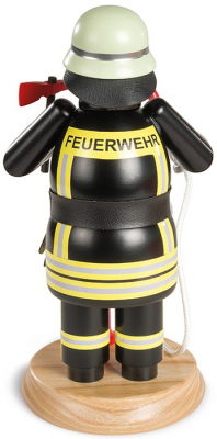 Räuchermann, Gross Feuerwehrmann, Schwarz, 13x24cm