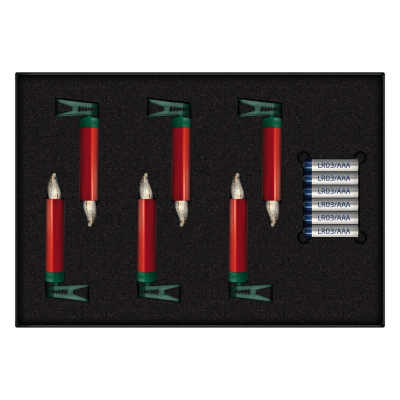 Krinner kabellose Kerzen, LUMIX SUPERLIGHT MINI, superhelle warmweiße LEDs, Erweiterungs-Set, 6 Stück, rot