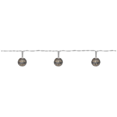 LED-Minilichterkette Metallkugeln, Silber, 10 warmweiße LEDs