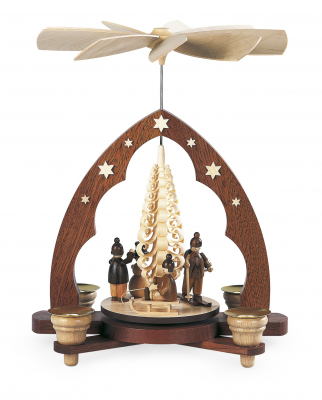 Pyramide Winterkinder Spanbaum 1-Stöckig, Natur, 22x15x28cm