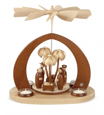Moderne Bogenpyramide Christi Geburt 1-Stöckig, Natur, 30x20x32cm