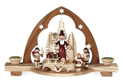 Schwibbogen Bescherung Spitzbogen, Natur, 30x10x18cm