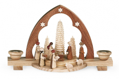 Schwibbogen Christi Geburt Spitzbogen, Natur, 30x10x18cm
