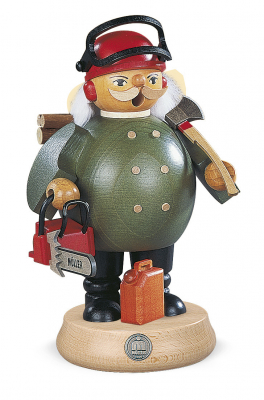 Räuchermann, Mittelgross Waldarbeiter Mit Motorsäge, 11x17cm