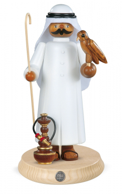Räuchermann, Gross Araber Mit Falke und Shisha, 14x27cm