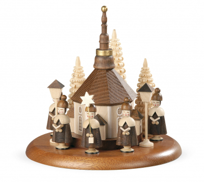 Motivplattform für Elektr. Spieldosen Kurrende Mit Seiffener Kirche Natur, 13cm,