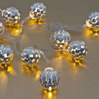 LED-Minilichterkette Metallkugel silber