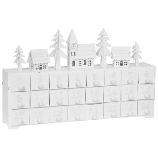 Adventskalender YULETIDE Kirche, Häuser, Bäume