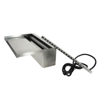 Ubbink Niagara, 30 LED WALL - Wasserfall, Inox 316L, Trafo 12V, 20 LEDs warmweiß, 1"- H10 x 30 x 20 cm, LED: 180 Lumen, EEK A+, 3W