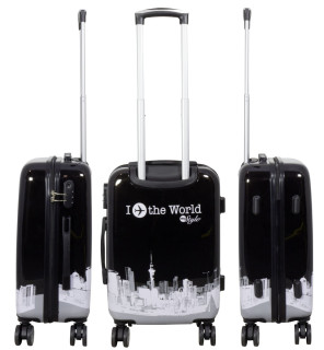 monopol Kofferset 3tlg Reisekoffer Polycarbonat Hartschale Fly the world schwarz