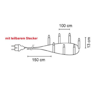 Rotpfleil Weihnachtsbaumkette 15-fl. klar/elfenbein, E14/16V/4W