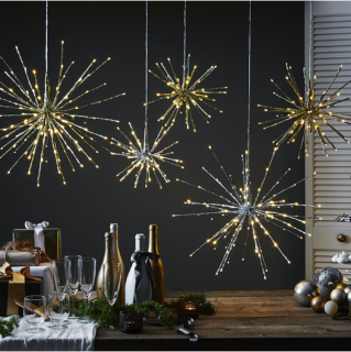 STAR Trading LED-Hängestern, FIREWORK, 80 warmweiße LEDs