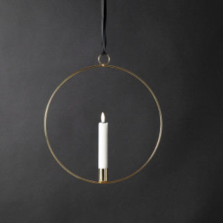STAR TRADING LED-Fensterbild, FLAMME RING, 1 warmweiße flackernde LED, batteriebetrieb, messing
