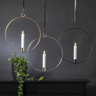 STAR TRADING LED-Fensterbild, FLAMME RING, 1 warmweiße flackernde LED, batteriebetrieb, messing