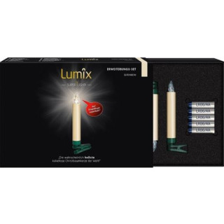 KRINNER Erweiterungsset 5 kabellose Kerzen, LUMIX SUPERLIGHT, superhelle warmweiße LEDs, elfenbeinfarben