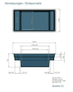 Ubbink QUADRA C2 - Fertigteich - HDPE, Fassungsvermögen 1500 l