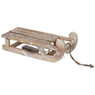 LED-Dekoschlitten 20 warmweiße LEDs Holz natur