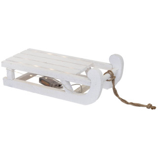 LED-Dekoschlitten 20 warmweiße LEDs Holz weiß