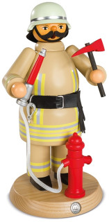 Räuchermann, Gross Feuerwehrmann, Safaribeige, 13x24cm
