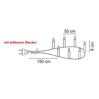 Rotpfeil Weihnachtsbaumkette, 20 Leuchten, elfenbein, Länge 12,5 m