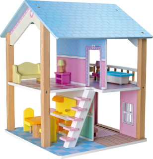 Small Foot Puppenhaus Blaues Dach 2 Etagen